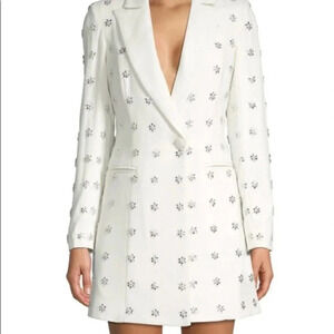 NWT Jay Godfrey Ace Blazer Dress Embellished Beaded Wedding White Long Sleeve